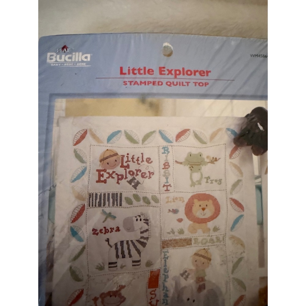 Bucilla Little Explorer Stamped Quilt Top Kit Safari Animals 36x48 WM45864 - Picture 5 of 6